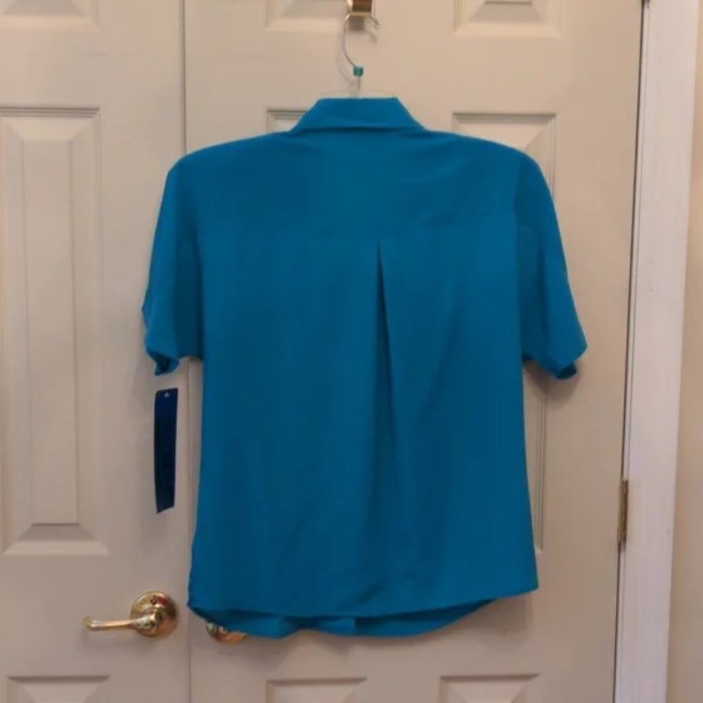 SK & Company Turquoise Button down Blouse - Picture 3 of 6
